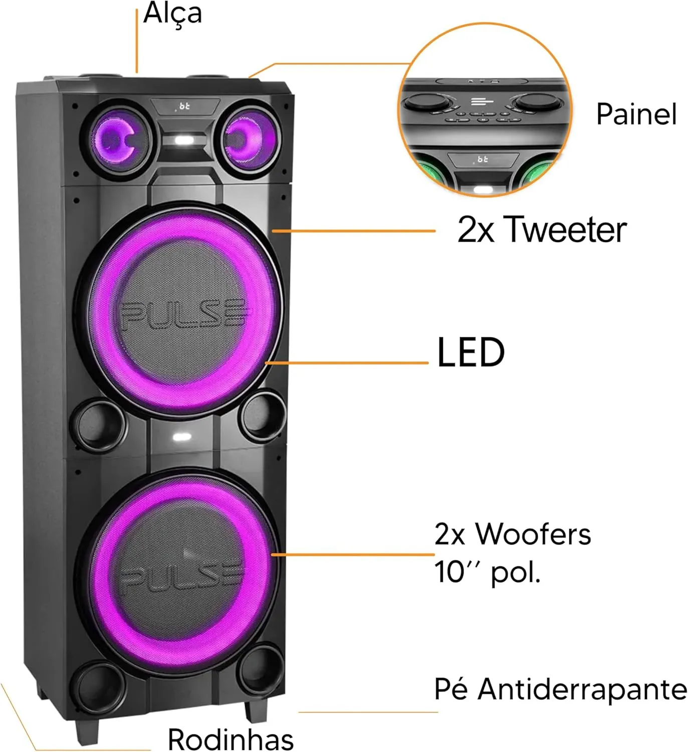 Caixa de Som Torre 2500W Bluetooth Pulse - SP51 - Imagem 2