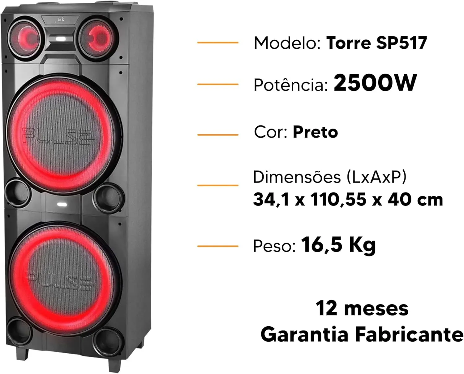 Caixa de Som Torre 2500W Bluetooth Pulse - SP51 - Imagem 3