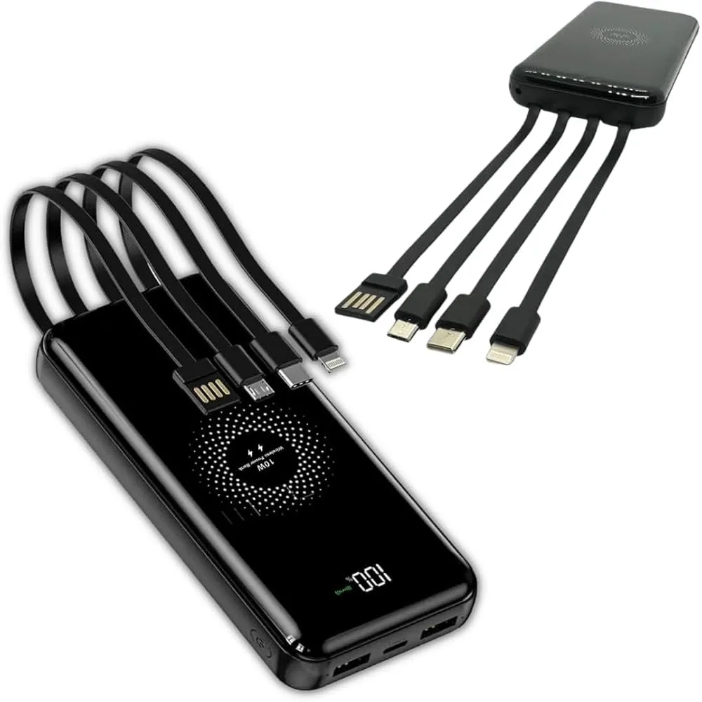 Carregador Portátil Power Bank Para Iphone/usbc/v8 E Indução 10.000mah - Imagem 1