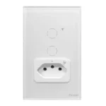 Interruptor Inteligente 2 Botões Touch e 1 tomada Compatível Com Alexa/Google Home