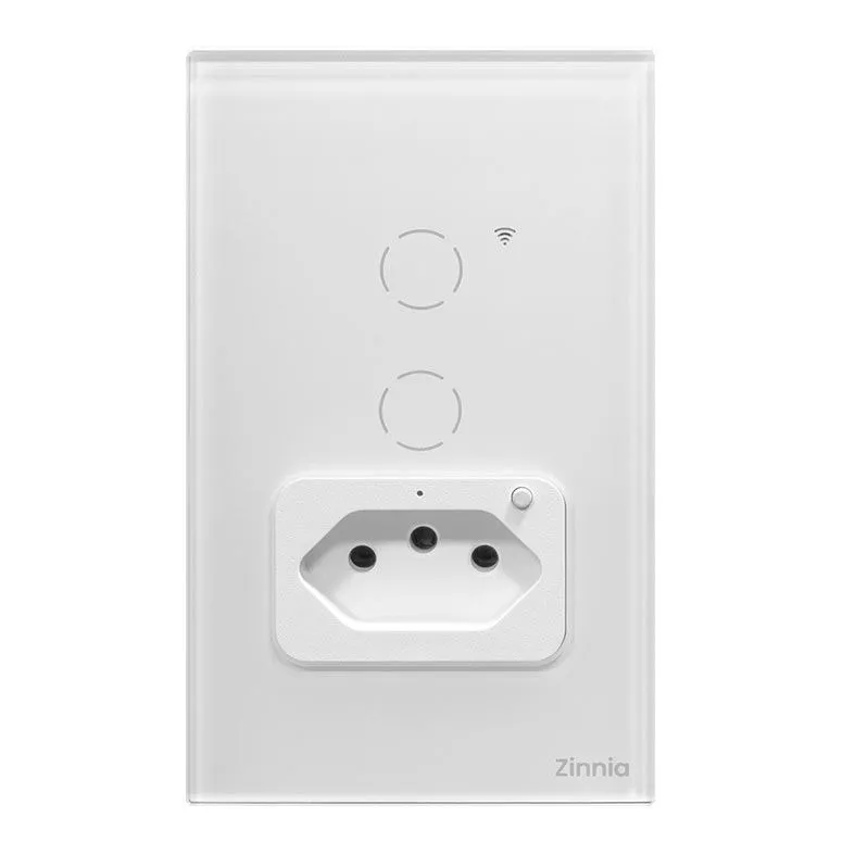 Interruptor Inteligente 2 Botões Touch e 1 tomada Compatível Com Alexa/Google Home - Imagem 1