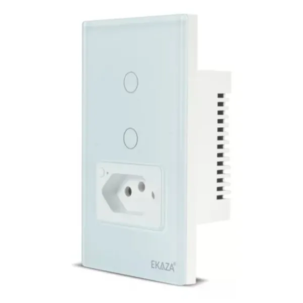 Interruptor Inteligente 2 Botões Touch e 1 tomada Compatível Com Alexa/Google Home - Imagem 2