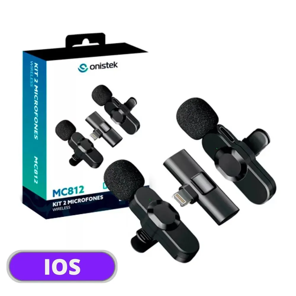 Kit c/ 2 Microfones de Lapela s/ Fio Lightning IOS - Imagem 1