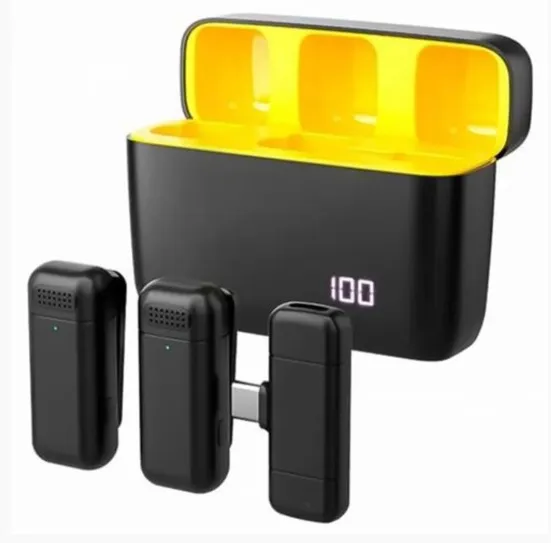Microfone De Lapela Duplo Sem Fio C/ Case Para Lightning IOS - Imagem 2