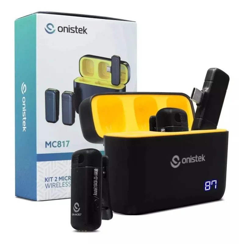 Microfone De Lapela Duplo Sem Fio C/ Case Tipo-C - Imagem 1