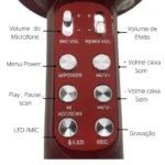 Microfone Hifi S Fio Bluetooth Karaokê Speaker Usb Led - Imagem 2