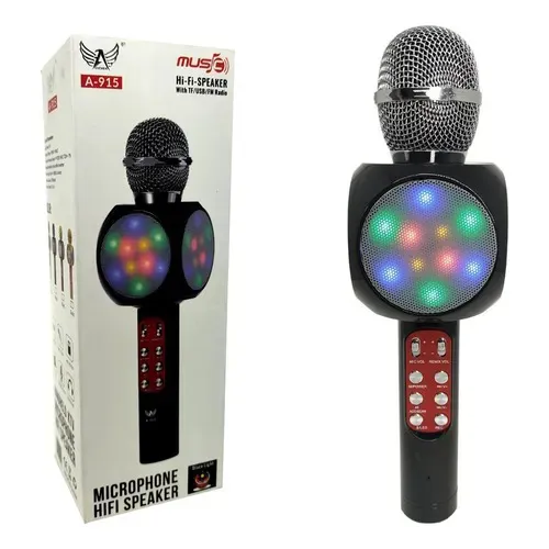 Microfone Hifi S Fio Bluetooth Karaokê Speaker Usb Led - Imagem 3