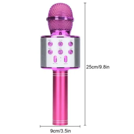 Microfone Sem Fio Bluetooth Karaokê Luz Led Festas - Imagem 2