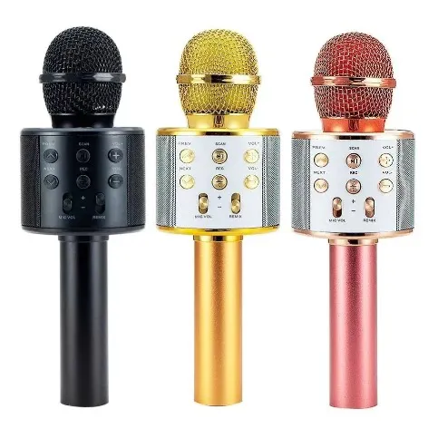 Microfone Sem Fio Bluetooth Karaokê Luz Led Festas - Imagem 3